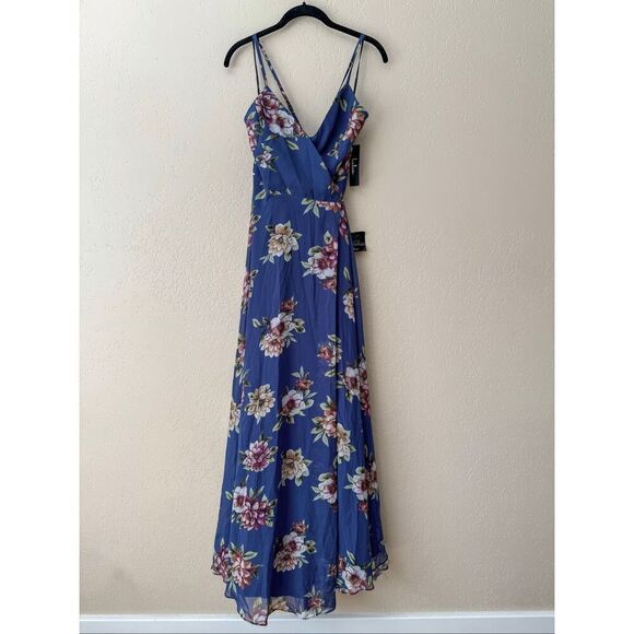 Lulus Always There For Me Navy Blue Floral Print Wrap Maxi Dress - Picture 5 of 8
